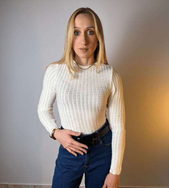 Blusa Tricot Bruna - Branca
