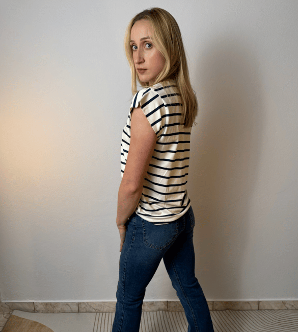 T-Shirt Cleo - Branco e Azul