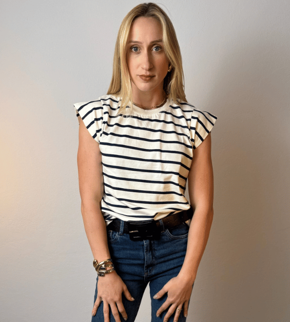 T-Shirt Cleo - Branco e Azul